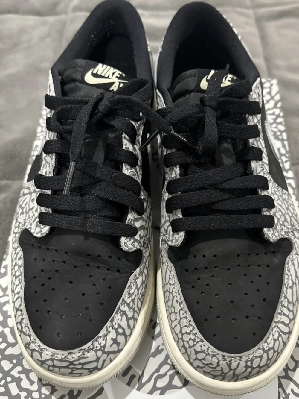 Nike Air Jordan 1 Retro Low OG Black Cement Gray White CZ0790-001 Shoes-Mens 8.5